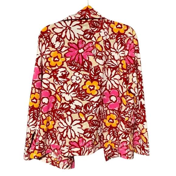 ZENERGY BY CHICO’S Artsy Bold Colorful Floral Lightweight Jacket Size Medium - Picture 6 of 7